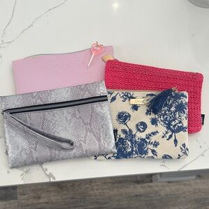 Ipsy Pink, Silver, Red, and Blue Cosmetic Bag Set